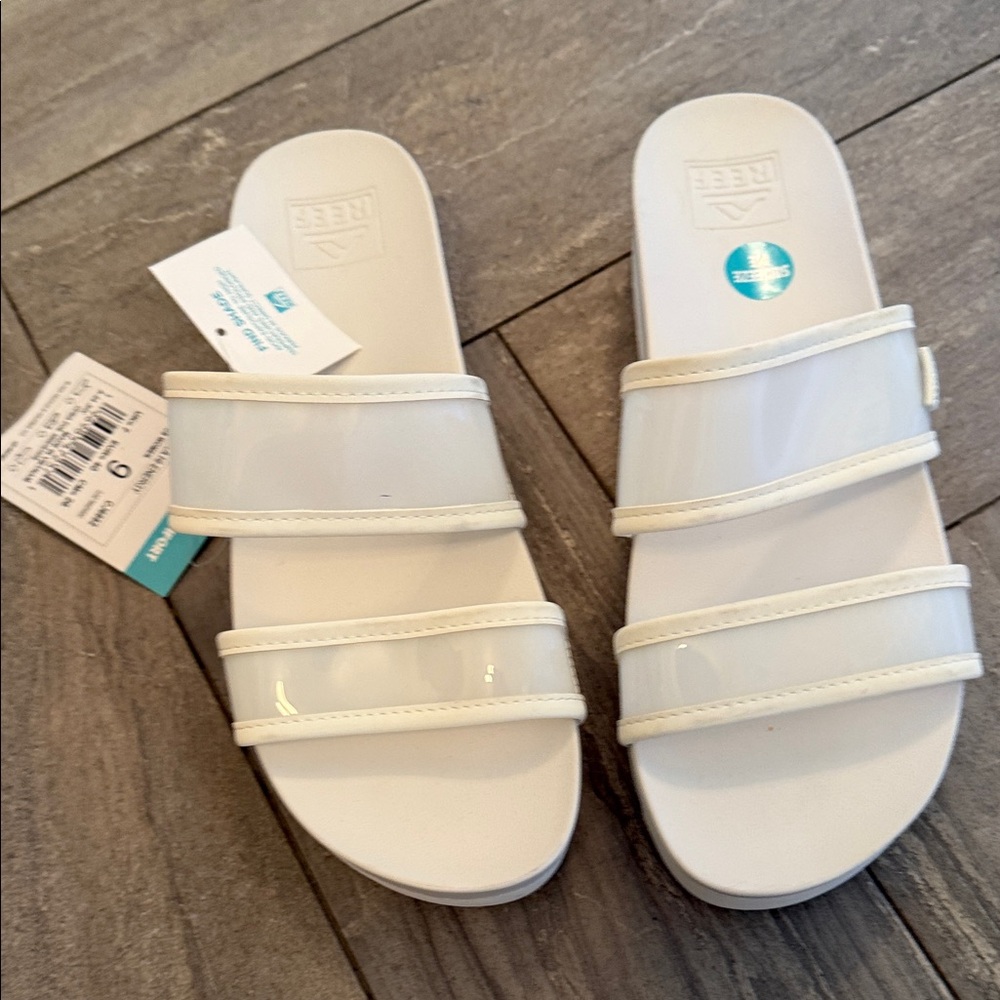 Reef White Slide Sandals